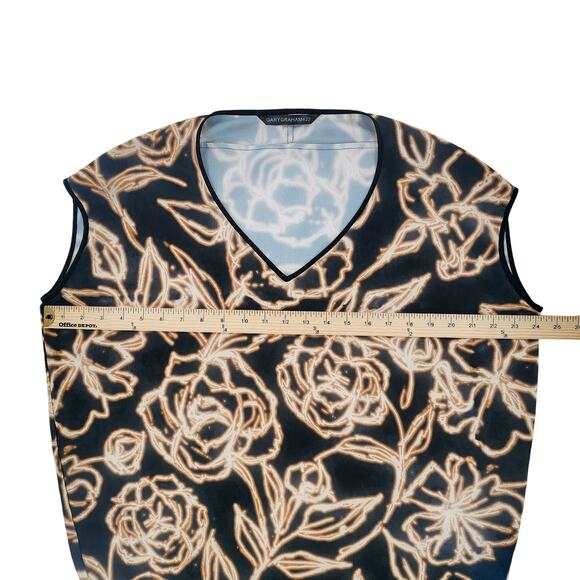 Gary Graham 422 Cocoon Top Short Sleeves Blouse Scoop Neck Black Floral Small - Picture 5 of 9